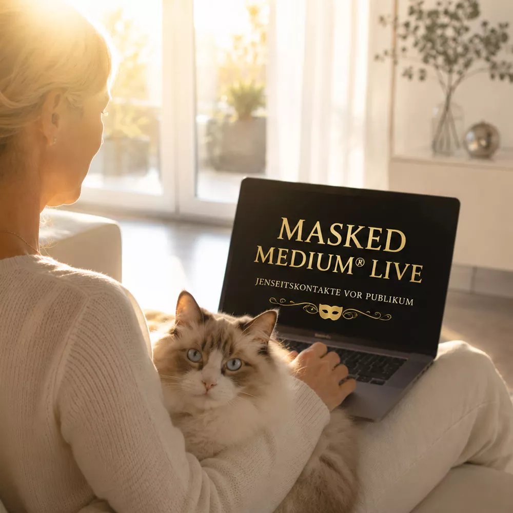 Jenseitskontakt LIVE Event bei Masked Medium® – medialer Abend als spirituelle Online Veranstaltung vor Publikum